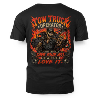 Tow Truck Operator Skull Flame T-Shirt